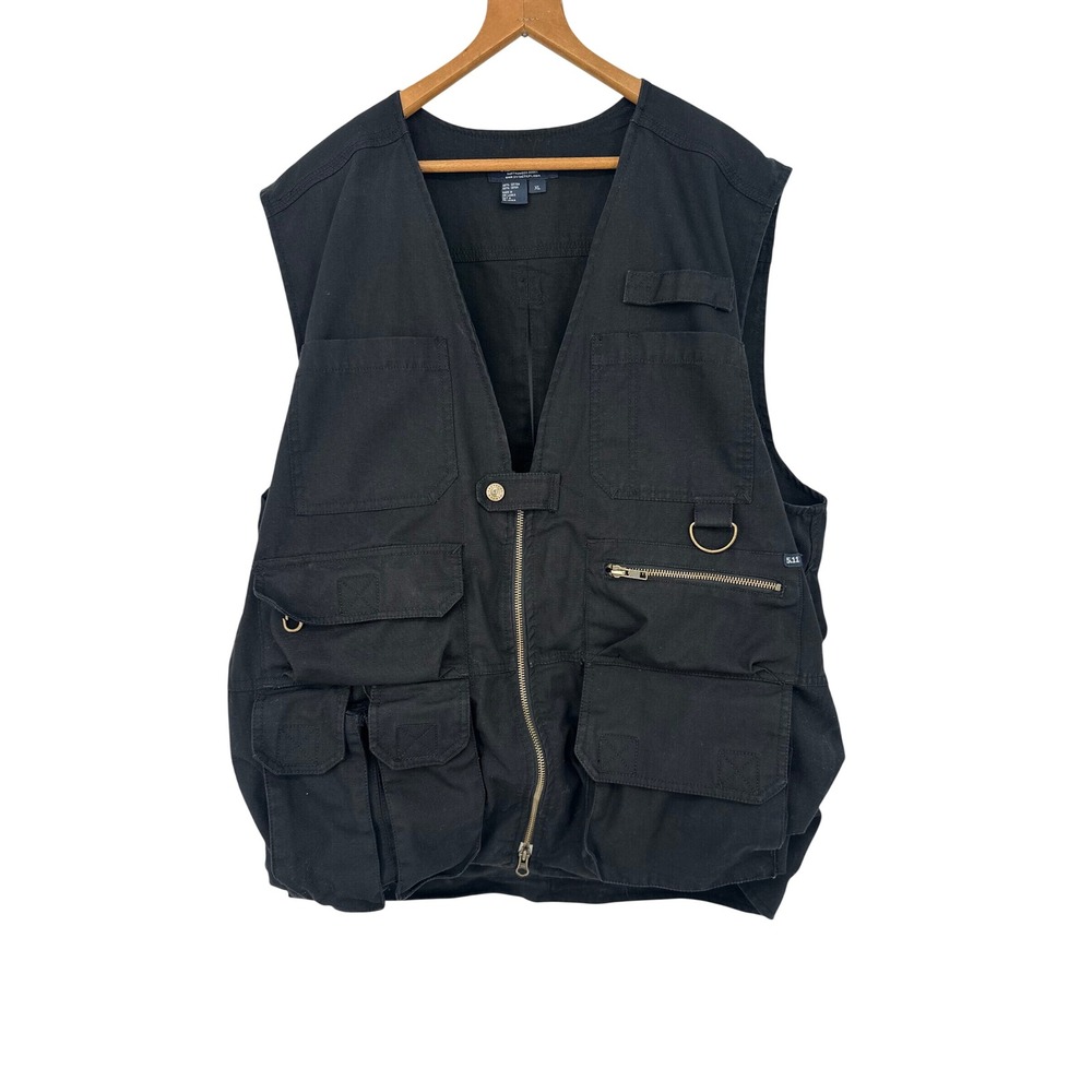 511 Tactical Black Vest Hunting Cargo Pockets Utility Conceal Mens XL Outdoor